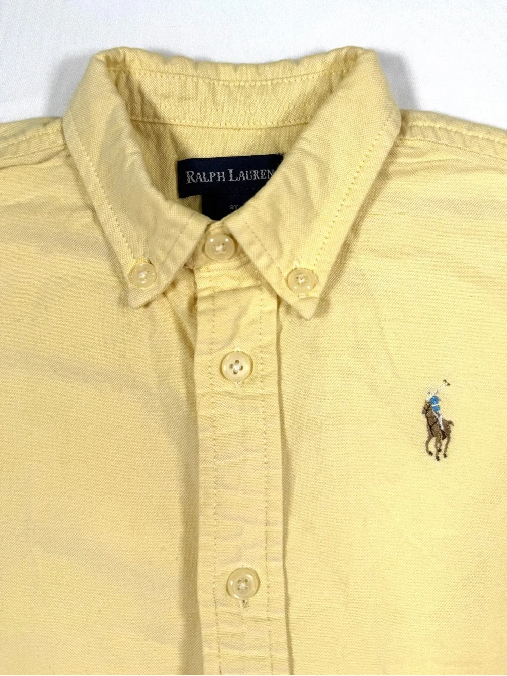 RALPH LAUREN Vintage 1990s Boys 3T Yellow Oxford Button Down Pony Preppy Shirt